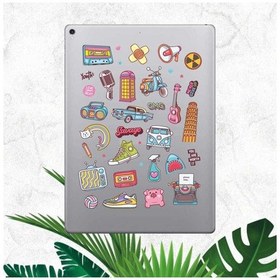 Resim 90'lar Temalı Seri 1 Sticker Seti Laptop Ajanda Pc Tablet Telefon Defter Etiket Bullet Journal Diğer 