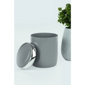 Resim Krom Dekorlu Döner Kapaklı Çöp Kovası, 6 Lt, Banyo, Mutfak, Ofis, Gri 