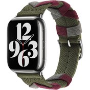 Resim Watch 40mm Uyumlu CLO- KRD-97 Sarmal Örgü Tasarımlı Kordon-Haki 