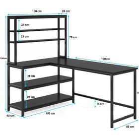 Resim faween 89020 140cm Çalışma Masası Oyuncu Masası Bilgisayar Masası Ders Laptop Siyah 