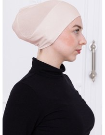 Resim Loggia Geçmeli Açık Bej Bone Önü Dikişsiz Kaymaz Lastikli Kadın Tesettür Pratik Geçme İç Bone Açıkbej 