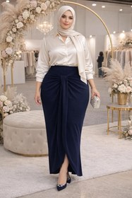 Resim CNG MODA Büyük Beden Tesettür Kelebek Model Sandy Bağlamalı Abiye Etek 