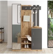 Resim Robinhome Robin Home Liva Aynalı Vestiyer Portmanto Ayakkabılık Çam-Gri 