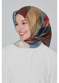 Resim Armine Dj % 100 Saf İpek Eşarp Nostalji Sura 8424d 23 Yeşil - Mavi 