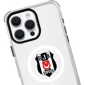 Resim Beşiktaş Magsafe Logo Şeffaf Telefon Kılıfı - iPhone 15 Pro 