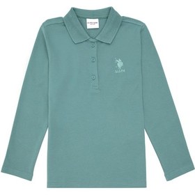 Resim U.S. Polo Assn. Kız Çocuk Mint Polo Yaka Basic Sweatshirt 50296377-VR090 