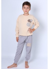 Resim Erkek Çocuk Eşofman Takımı Sırt Baskılı Ribanalı C58 Gri 