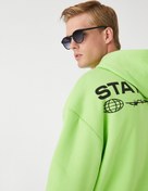 Resim Kapşonlu Sweatshirt Şardonlu Slogan Baskılı 