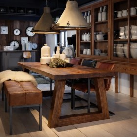 Resim KUMİ Ahşap Yemek Masası / Ağaç Toplantı Masası - Çalışma Masası 