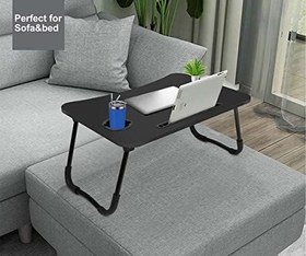Resim Yatak Koltuk Üstü Laptop Tablet Sehpası Katlanır Siyah Ayaklı Çalışma Kahvaltı Masası 