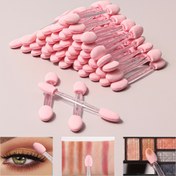 Resim Eyeshadow Applicators, 50 adet Eyeshadow Uygulayıcısı Çift Taraflı Göz Makyajı Uygulayıcıları Kısa Sünger Eyeshadow Uygulayıcısı 