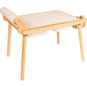 Resim Woodnjoy Doğal Ahşap Duyusal Çocuk Aktivite Masası Oyun Masası ve Çocuk Çalışma Masası (Rulo Aparalı ve Kırtasiye İstasyonlu) 
