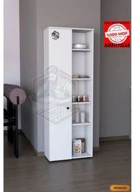 Resim Tamamı Mdf Tek Kapaklı Ve Açık Raflı Çok Amaçlı Mutfak Dolabı/kav 