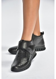 Resim Fox Shoes V555707803 Siyah Kroko Baskı Hakiki Deri Kadın Ayakkabı Siyah-hakiki Deri 