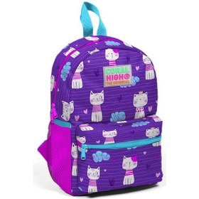Resim Coral High Sırt Çantası Mor Pembe Kedi Desenli İki Bölmeli 23328 