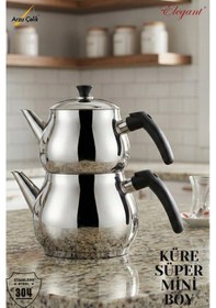 Resim Küre Süper Mini Boy Bakalit Kulplu Çaydanlık Takımı-siyah Siyah 