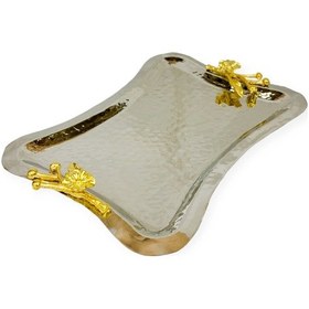 Resim Japon Güllü Dövme Bakır Kahve Tepsisi Gümüş 