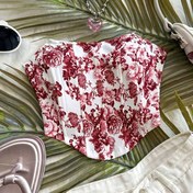 Resim Kadınlar İçin Pembe ve Beyaz Çiçekli Yazlık Strapless Tüp Üst - Yaz Tatili Plaj Giyimi, Makinede Yıkanabilir Günlük Üst, İlkbahar Yaz Sonbahar Kıyafetleri için Mevsimlik Gardırop Temeli, Kadın Stili, Kolay Bakım 