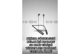 Resim İntora Alarm ve Titreşim Özellikli Akıllı Saat ve Mikrofonlu Kablolu Bluetooth Kulaklık 60 Saat 