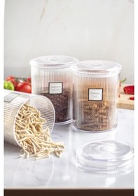 Resim 12'li Barok Yuvarlak Büyük Kavanoz Seti &amp Saklama Kabı &amp Erzak Kabı 12 2000 Ml Şeffaf 