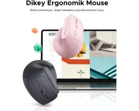 Resim Ugreen Dikey Ergonomik Fare Kablosuz (Bt 5.0+2.4g) 5 Düğmeli, 1000/1600/2000/4000 Dpı Mouse, Siyah, 55916 