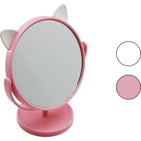 Resim 6 Inç - 15CM - Yuvarlak Kulaklı Renkli Plastik Makyaj Aynası Ayaklı (4172) 