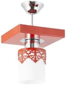 Resim Lambadar Tekli Modern Spor Model Kare Tepsi Taçlı Kırmızı Avize Nocolor-9A5A7942 Tek Ebat 3502-1Redtac 