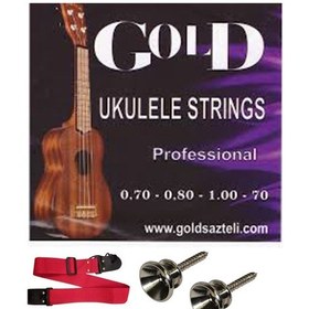Resim Gold Ukulele Tel Seti +Ukulele Askısı + Askı Pimi 2 Adet 