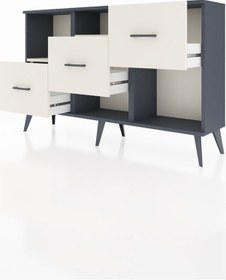 Resim Arges Konsol 2 Raflı 3 Çekmeceli 132x30x83 Antrasit-aytaşı/aytaşı Aytaşı/aytaşı 