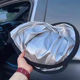 Resim Katlanabilir Araba Güneşlik, Boş Tasarım - Ön Cam İçin Yükseltilmiş Kalın Titanyum Gümüş, Son Derece Koruma İçin Kompakt Arabalar, Mini SUV'lar ve Hatchback İçin Yansıtıcı Isı Yalıtımlı Güneşlik ile Depolama Cebi 