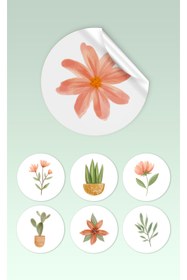 Resim Hafsa Ticaret Teşekkür Etiketi Sticker (70 Adet) Flowers Tema 