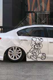 Resim STİCKERCI BEY 60*50 Cm Katil Bear Yan Kapı Siyah Vektörel Özel Tasarım Folyo Kesim Sticker Kaplama 