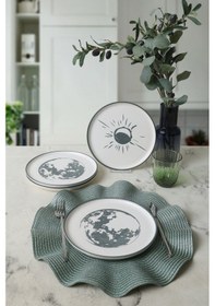 Resim Keramika Black Shadow Nordic Pasta Tabağı 22 Cm 4 Adet 22981-82 Çok Renkli 