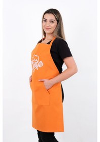 Resim Unisex Master Chef Kanguru Model Mutfak Önlüğü Turuncu 
