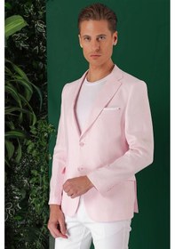 Resim Efor Comfort Fit Çift Yırtmaç %100 Keten Casual Pembe Ceket C 668 Pembe 