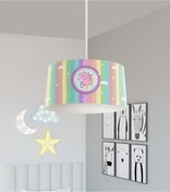 Resim BAMBAŞKA MODA BEBEK VE ÇOCUK ODASI Renkli Unicorn Desenli Avize 