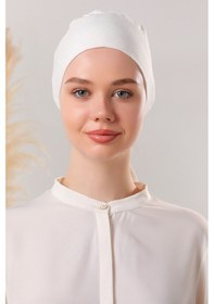 Resim Melodi Scarf Dikişli Bone Ekru Ekru 