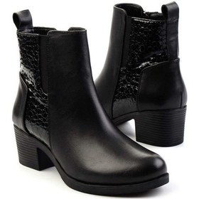 Resim Siyah Hakiki Deri Kadın Bot & Bootie K02087753903 Siyah 