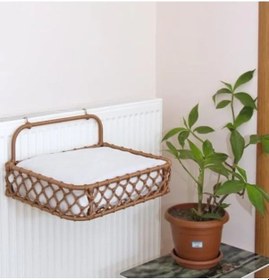 Resim Dekoratif Tasarımlı Kalorifer Yatağı, Kedi İçin Kahverengi Açik Mavi 