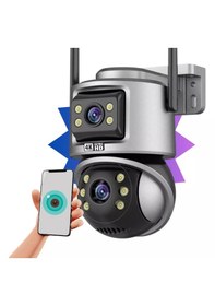 Resim Ip Wıfı Kablosuz Kamera Dış Mekan Cctv Ptz Akıllı Ev Çift Lens 