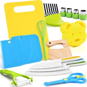 Resim 6/16 adet Gençler Bıçak Seti Mutfak Araçları Gerçek Pişirme İçin Uygun - Gençler Bıçağı Sebze Dilimleme Tahtası Sandviç Kesici Soyucu Gençler Doğum Günü Hediyesi İçin Uygun 