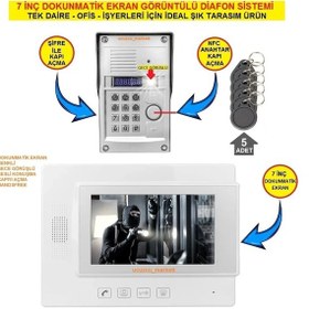 Resim 7 İnç Dokunmatik Ekran Görüntülü Diafon Sistemi Tek Daire İçin 