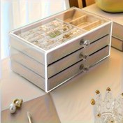 Resim Modern Minimalist Suni Deri Takı Tepsisi - Çekmece Tasarımı Küpe Yüzük Kolye Depolama Kutusu Anneler Günü Sevgililer Günü Hediyesi Büyük Kapasiteli 30 Adet Aksesuar Gösterici Kutu, Takı Kutuları 