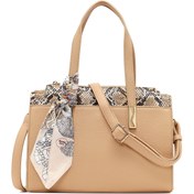 Resim Women's Beige Long Strap Patterned Shoulder Bag Derimod