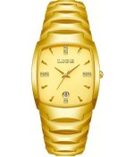 Resim Fochsia Lıge Erkek Spor Kolej Kare Tasarım Tam Altın Renk Çelik Kordonlu Pilli Kol Saati Diğer 