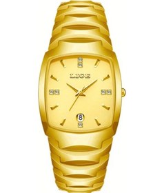 Resim Fochsia Lıge Erkek Spor Kolej Kare Tasarım Tam Altın Renk Çelik Kordonlu Pilli Kol Saati Diğer 