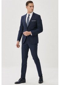 Resim AC&Co / Altınyıldız Classics Erkek Lacı Slim Fit Dar Kesim Mono Yaka Takım Elbise 