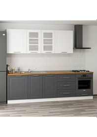 Resim Minar 270 Cm Mebran C Mutfak Dolabı Beyaz Antrasit 270-Mcba3 Beyaz 