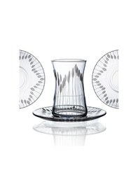 Resim Decocia Karabağ 6 Kişilik 12 Parça Çay Seti 165cc Vega Desenli Şeffaf 