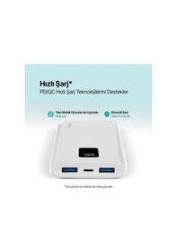 Resim Powerslim Trio Lcd 10.000mah Pd 22,5w Dahili Kablolu Taşınabilir Şarj Aleti / Powerbank 